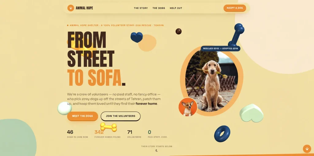 DivLab Showcase — Volunteer animal rescue / adoption website